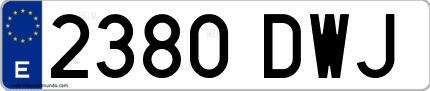 Ejemplo de matrícula de coche ordinaria 2380 DWJ