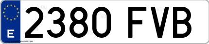 Ejemplo de matrícula española 2380 FVB