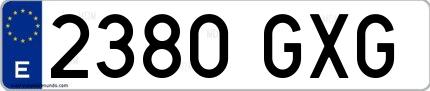 Ejemplo de matrícula española 2380 GXG