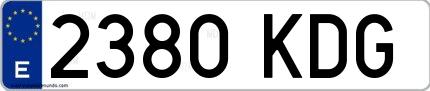 Ejemplo de matrícula española 2380 KDG
