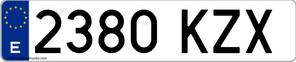 Ejemplo de matrícula de coche ordinaria 2380 KZX