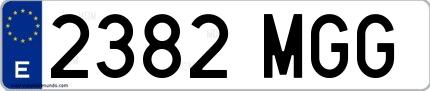 Ejemplo de matrícula de coche ordinaria 2382 MGG