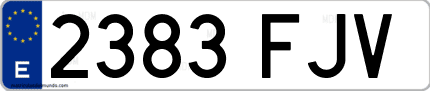 Ejemplo de matrícula de coche ordinaria 2383 FJV