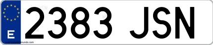Ejemplo de matrícula española 2383 JSN