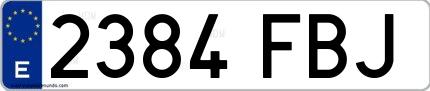 Ejemplo de matrícula española 2384 FBJ