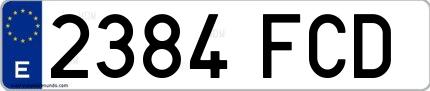 Ejemplo de matrícula española 2384 FCD