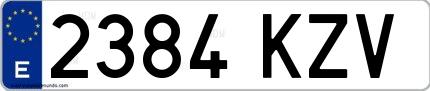 Ejemplo de matrícula española 2384 KZV