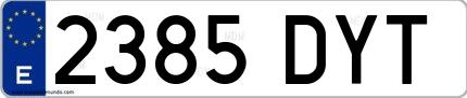 Ejemplo de matrícula española 2385 DYT