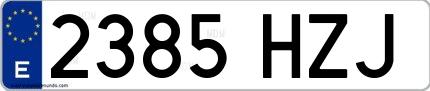 Ejemplo de matrícula española 2385 HZJ