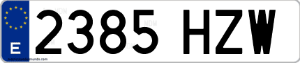 Ejemplo de matrícula de coche ordinaria 2385 HZW