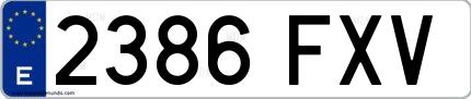 Ejemplo de matrícula española 2386 FXV