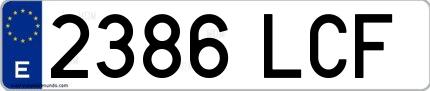 Ejemplo de matrícula española 2386 LCF
