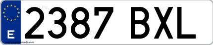 Ejemplo de matrícula de coche ordinaria 2387 BXL
