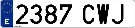 Ejemplo de matrícula española 2387 CWJ