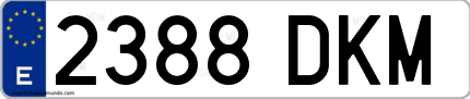 Ejemplo de matrícula de coche ordinaria 2388 DKM