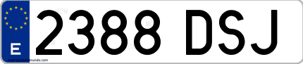 Ejemplo de matrícula de coche ordinaria 2388 DSJ