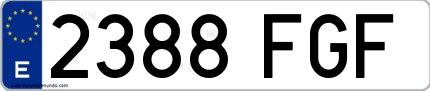 Ejemplo de matrícula española 2388 FGF