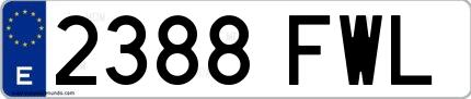 Ejemplo de matrícula española 2388 FWL