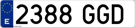 Ejemplo de matrícula española 2388 GGD