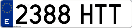 Ejemplo de matrícula de coche ordinaria 2388 HTT