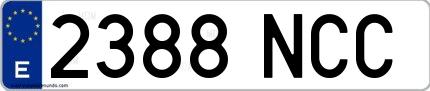 Ejemplo de matrícula española 2388 NCC