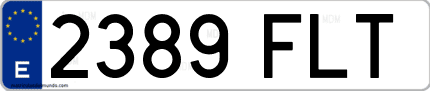 Ejemplo de matrícula de coche ordinaria 2389 FLT