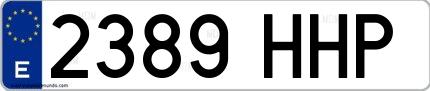 Ejemplo de matrícula española 2389 HHP
