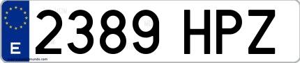 Ejemplo de matrícula española 2389 HPZ