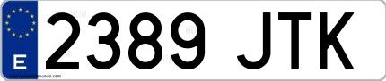 Ejemplo de matrícula española 2389 JTK