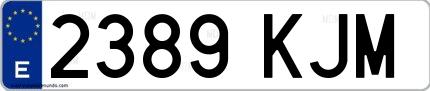 Ejemplo de matrícula española 2389 KJM