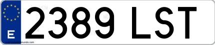 Ejemplo de matrícula española 2389 LST