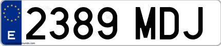 Ejemplo de matrícula de coche ordinaria 2389 MDJ
