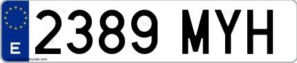 Ejemplo de matrícula española 2389 MYH