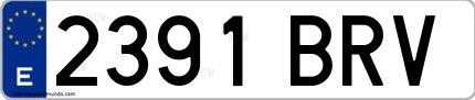 Ejemplo de matrícula española 2391 BRV