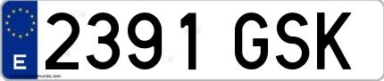 Ejemplo de matrícula española 2391 GSK