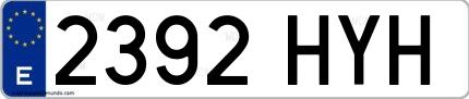 Ejemplo de matrícula española 2392 HYH