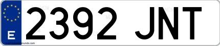 Ejemplo de matrícula española 2392 JNT
