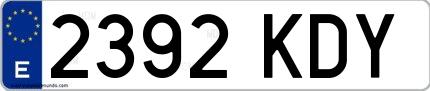 Ejemplo de matrícula española 2392 KDY