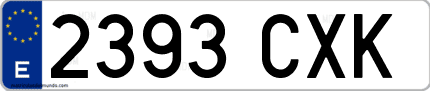Ejemplo de matrícula de coche ordinaria 2393 CXK