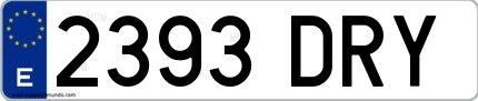 Ejemplo de matrícula española 2393 DRY