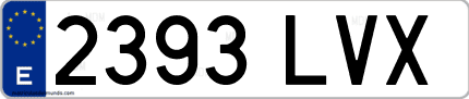 Ejemplo de matrícula de coche ordinaria 2393 LVX