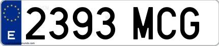 Ejemplo de matrícula española 2393 MCG