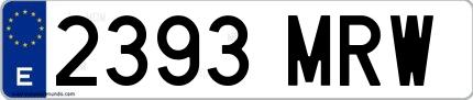 Ejemplo de matrícula española 2393 MRW