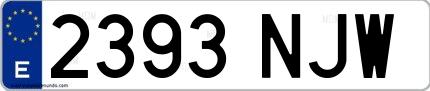 Ejemplo de matrícula española 2393 NJW