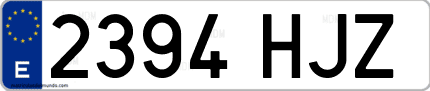 Ejemplo de matrícula de coche ordinaria 2394 HJZ