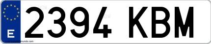 Ejemplo de matrícula española 2394 KBM
