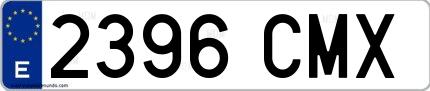 Ejemplo de matrícula española 2396 CMX