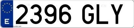 Ejemplo de matrícula española 2396 GLY