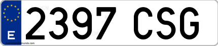 Ejemplo de matrícula de coche ordinaria 2397 CSG