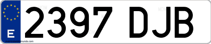 Ejemplo de matrícula de coche ordinaria 2397 DJB